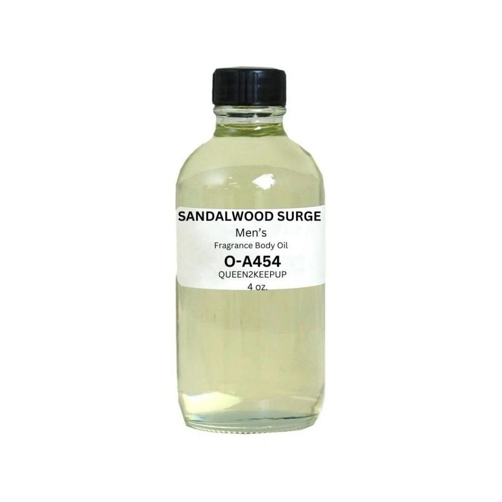 Sandalwood Surge Men's Body Oil Fresh Woody and Confident Masculine Scent 4 oz